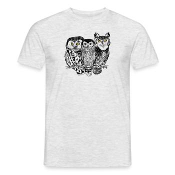 Three owls - Men's T-Shirt - heather grey - Front - AI Model Male 178 dark (178cm)