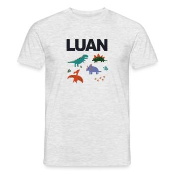 LUAN - Beautiful boy name with cute dinosaurs - Men's T-Shirt - heather grey - Front - AI Model Male 178 dark (178cm)