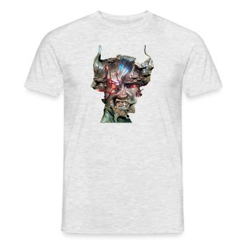 Cyber Demon Face - Männer T-Shirt - Grau meliert - Vorne - AI Model Male 178 dark (178cm)