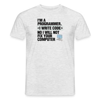 Coder Computer Programmer I Write Code Funny - Men's T-Shirt - heather grey - Front - AI Model Male 178 dark (178cm)