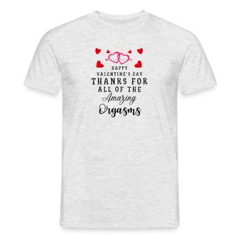 Thanks For All of the Amazing Orgasms Funny Gift - Men's T-Shirt - heather grey - Front - AI Model Male 178 dark (178cm)