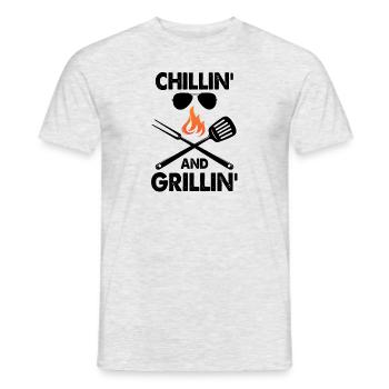 Grillmaster Chillin and Grillin - Men's T-Shirt - heather grey - Front - AI Model Male 178 dark (178cm)