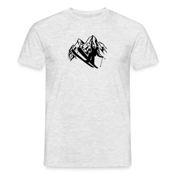 Skieurs en montagne - Ski - Sports d’hiver - T-shirt homme - gris chiné - Devant - AI Model Male 178 dark (178cm)