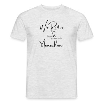 Wir Reiter sind Menschen - Männer T-Shirt - Grau meliert - Vorne - AI Model Male 178 dark (178cm)