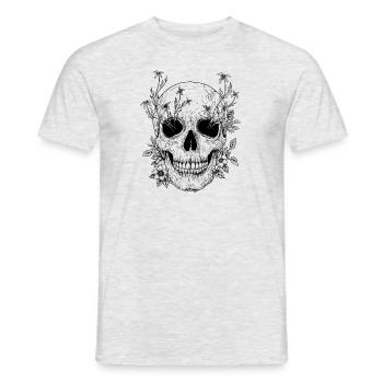 Flower Skull T Shirt - Men's T-Shirt - heather grey - Front - AI Model Male 178 dark (178cm)