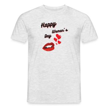 Bonne Journée de la femme lèvres et cœurs - T-shirt homme - gris chiné - Devant - AI Model Male 178 dark (178cm)