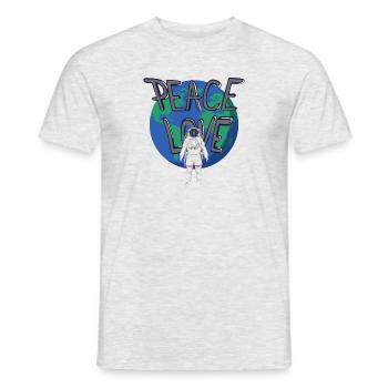 Logo du monde des astronautes Peace Love en gris - T-shirt homme - gris chiné - Devant - AI Model Male 178 dark (178cm)