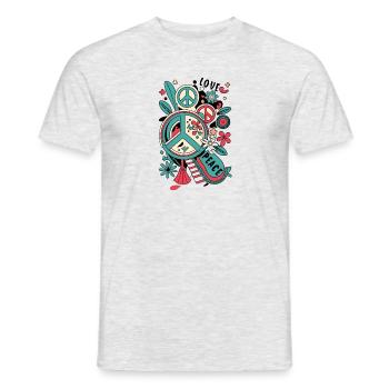 Love Peace 60s 70s Hippie Costume - Men's T-Shirt - heather grey - Front - AI Model Male 178 dark (178cm)