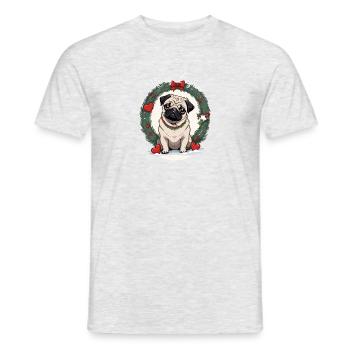 Merry Pugging Christmas Dog Santa Pug Xmas Merry - Men's T-Shirt - heather grey - Front - AI Model Male 178 dark (178cm)
