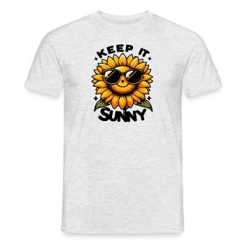 Fröhliche Sonnenblume mit Sonnenbrille - Männer T-Shirt - Grau meliert - Vorne - AI Model Male 178 dark (178cm)