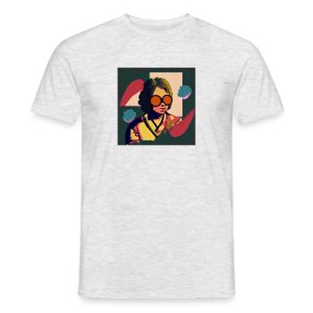 Psychedelische Groove: 70s Vibes - Männer T-Shirt - Grau meliert - Vorne - AI Model Male 178 dark (178cm)