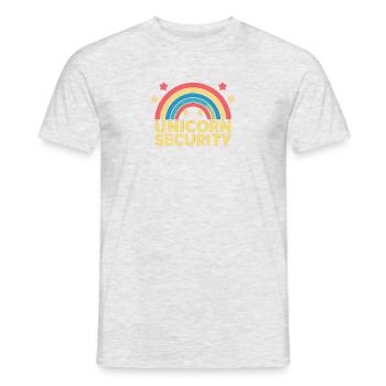Sécurité des licornes Devise de la licorne Sécurité des licornes - T-shirt homme - gris chiné - Devant - AI Model Male 178 dark (178cm)