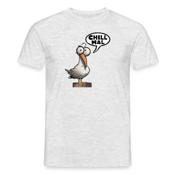 Möwem Chill Mal Morgenmuffel Spruch - Männer T-Shirt - Grau meliert - Vorne - AI Model Male 178 dark (178cm)
