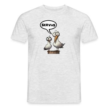 Seagull Servus Greeting Bavarian South German Saying - Men's T-Shirt - heather grey - Front - AI Model Male 178 dark (178cm)