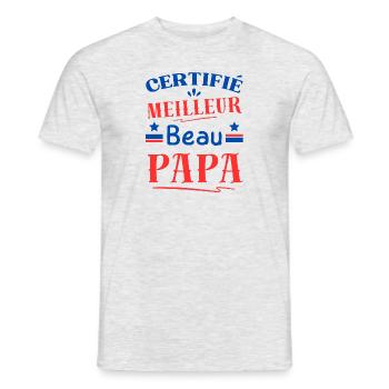 Certifié Meilleur Beau Papa - T-shirt homme - gris chiné - Devant - AI Model Male 178 dark (178cm)