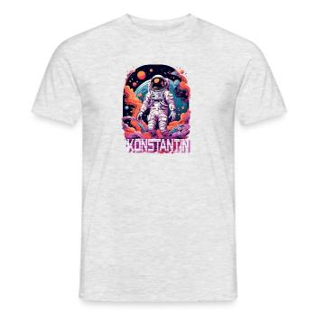 KONSTANTIN – Beautiful boy name with & astronaut - Men's T-Shirt - heather grey - Front - AI Model Male 178 dark (178cm)