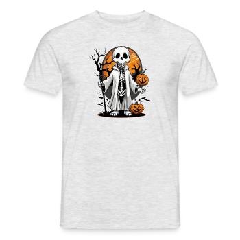 Spooky Skeleton - Halloween Night - Männer T-Shirt - Grau meliert - Vorne - AI Model Male 178 dark (178cm)