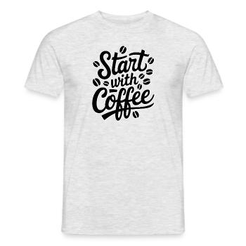 Erste Schritte mit einem Kaffee - Humor - Männer T-Shirt - Grau meliert - Vorne - AI Model Male 178 dark (178cm)