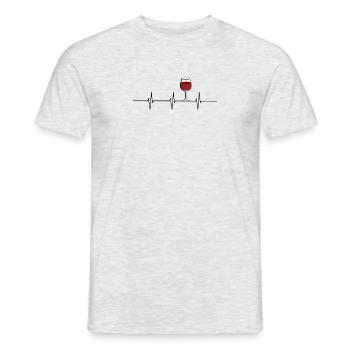 Wine heartbeat humor cheers autumn red wine - Men's T-Shirt - heather grey - Front - AI Model Male 178 dark (178cm)