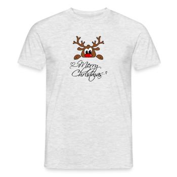 Merry Christmas Rentier Noël Rudolf Schrift - T-shirt homme - gris chiné - Devant - AI Model Male 178 dark (178cm)