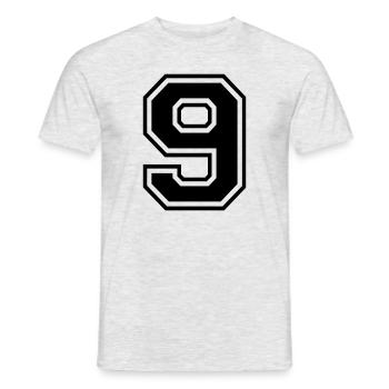 Nummer 9 - Männer T-Shirt - Grau meliert - Vorne - AI Model Male 178 dark (178cm)