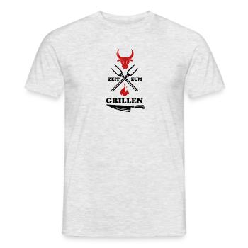 Zeit zum Grillen Grillmeister Lustig Geschenk - Männer T-Shirt - Grau meliert - Vorne - AI Model Male 178 dark (178cm)