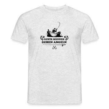 Echte Männer gehen Angeln Fischen Geschenk Boot - Männer T-Shirt - Grau meliert - Vorne - AI Model Male 178 dark (178cm)