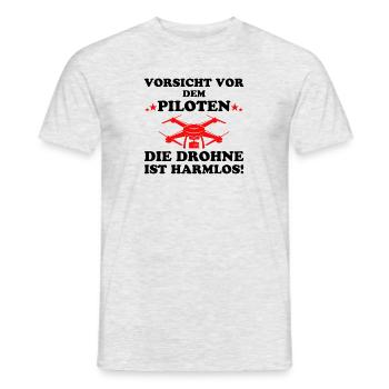 Vorsicht vor dem Piloten Drohne Lustig Geschenk - Männer T-Shirt - Grau meliert - Vorne - AI Model Male 178 dark (178cm)