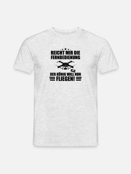 Reich mir die Fernbedienung Drohne Geschenk Lustig - Männer T-Shirt - Grau meliert
