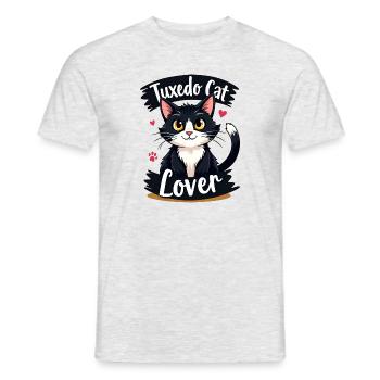 Tuxedo Cat Lover - Geschenk - Männer T-Shirt - Grau meliert - Vorne - AI Model Male 178 dark (178cm)