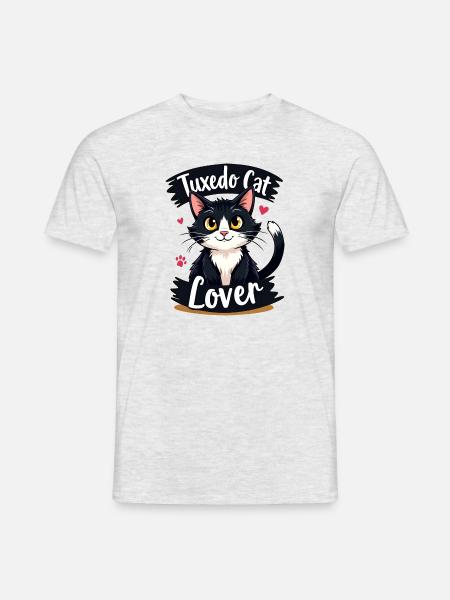 Tuxedo Cat Lover - Geschenk - Männer T-Shirt - Grau meliert