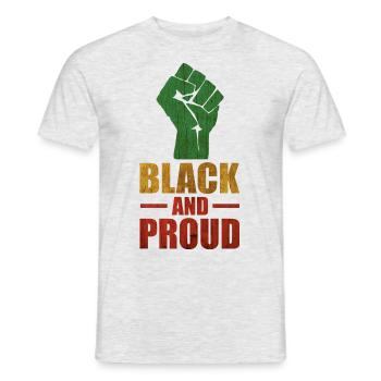 Black and Proud, Black History Month - Men's T-Shirt - heather grey - Front - AI Model Male 178 dark (178cm)