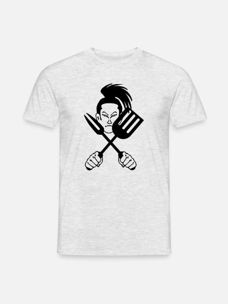 Japanese samurai cook - Men's T-Shirt - heather grey