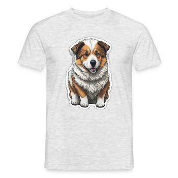 Petit chien - Corgi - T-shirt homme - gris chiné - Devant - AI Model Male 178 dark (178cm)