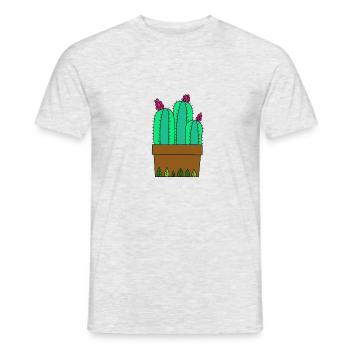 Flowering Kakteen In Leafy Pot - Männer T-Shirt - Grau meliert - Vorne - AI Model Male 178 dark (178cm)