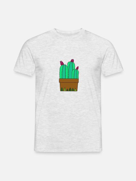 Flowering Cacti In Leafy Pot - Men's T-Shirt - heather grey