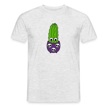 Grand Cactus Dans Un Pot De Crâne D'halloween - T-shirt homme - gris chiné - Devant - AI Model Male 178 dark (178cm)