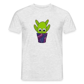 Cactus épineux en poterie mignonne - T-shirt homme - gris chiné - Devant - AI Model Male 178 dark (178cm)