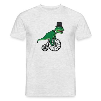 T-Rex on bike Dino - Men's T-Shirt - heather grey - Front - AI Model Male 178 dark (178cm)