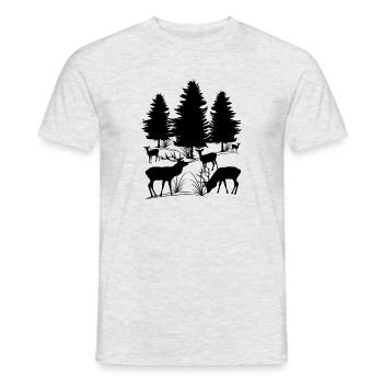 Animals in the forest, deer, roe deer, roe deer, trees, deer - Men's T-Shirt - heather grey - Front - AI Model Male 178 dark (178cm)