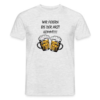 Wir feiern bis der Arzt kommt - Männer T-Shirt - Grau meliert - Vorne - AI Model Male 178 dark (178cm)