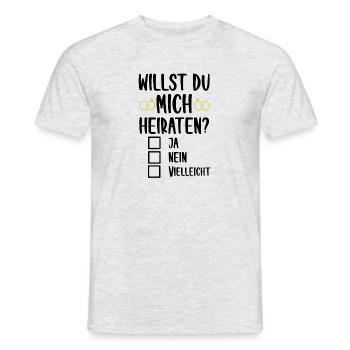 Willst du Mich Heiraten Heiratsantrag Lustig Humor - Männer T-Shirt - Grau meliert - Vorne - AI Model Male 178 dark (178cm)