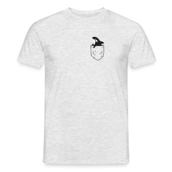 Baleine fraîche orque à épée dans la poche poitrine T-shirt - T-shirt homme - gris chiné - Devant - AI Model Male 178 dark (178cm)