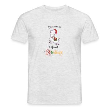je veux juste un alpaga pour Noël alpaga - T-shirt homme - gris chiné - Devant - AI Model Male 178 dark (178cm)