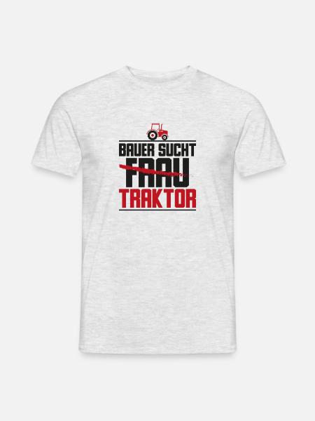 Bauer sucht traktor Geschenk Tierliebhaber - Männer T-Shirt - Grau meliert