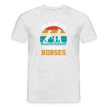 Horse Horses Horse fan with quote Quote EN - Men's T-Shirt - heather grey - Front - AI Model Male 178 dark (178cm)