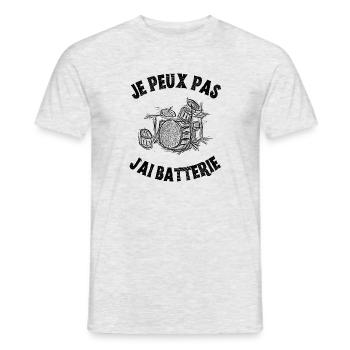 je peux pas j'ai batterie cadeau homme musicien - T-shirt homme - gris chiné - Devant - AI Model Male 178 dark (178cm)