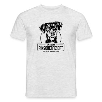 PINSCHERFIZIERT Deutscher Pinscher Hunde Wilsigns - Männer T-Shirt - Grau meliert - Vorne - AI Model Male 178 dark (178cm)