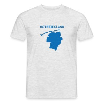 Ostfriesland Karte und Schriftzug - Männer T-Shirt - Grau meliert - Vorne - AI Model Male 178 dark (178cm)