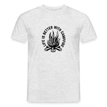 Life is better around the campfire - Men's T-Shirt - heather grey - Front - AI Model Male 178 dark (178cm)